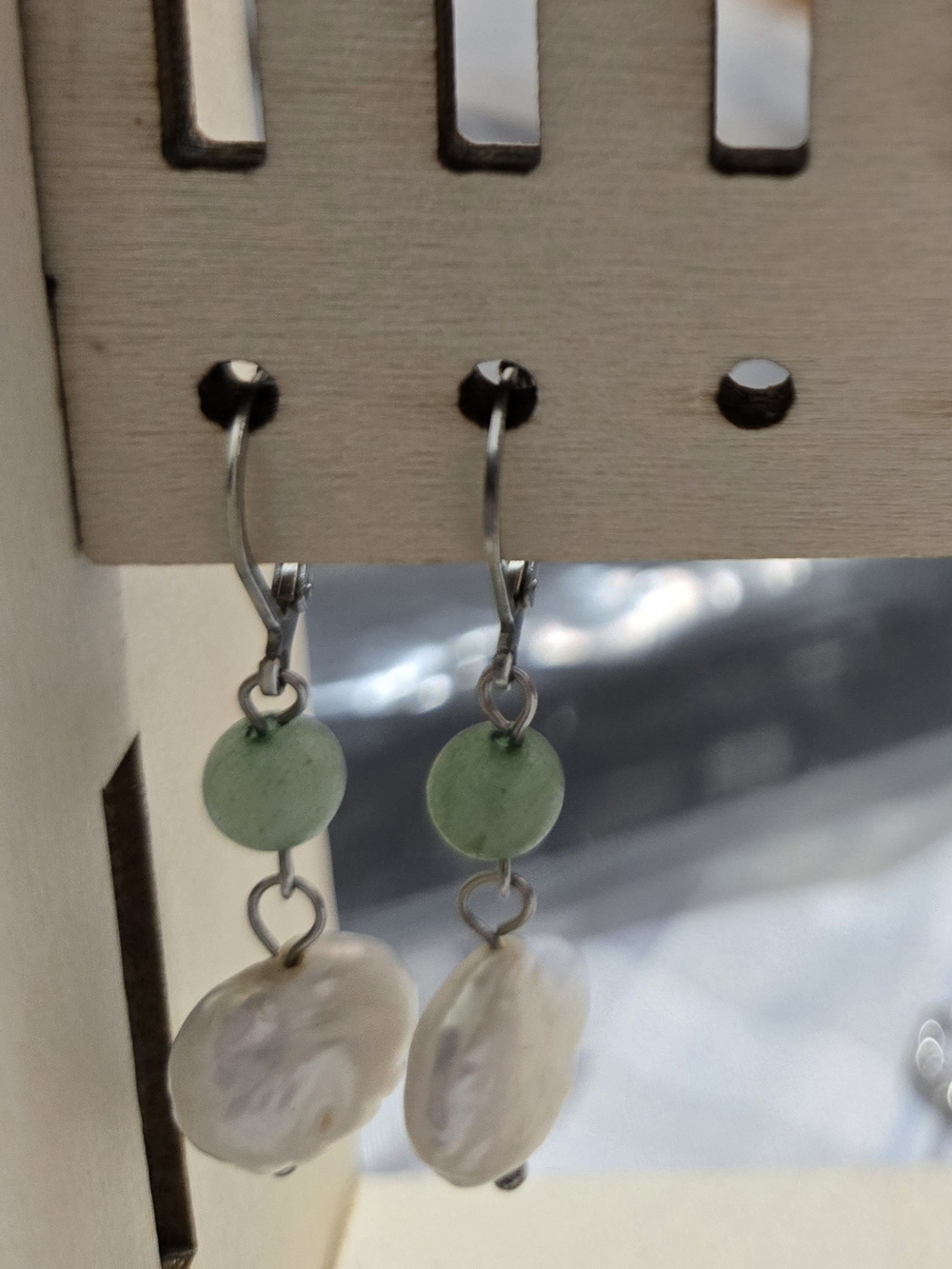 Handcrafted Green Jade and White Pearl Drop Earrings – Women Jewelry